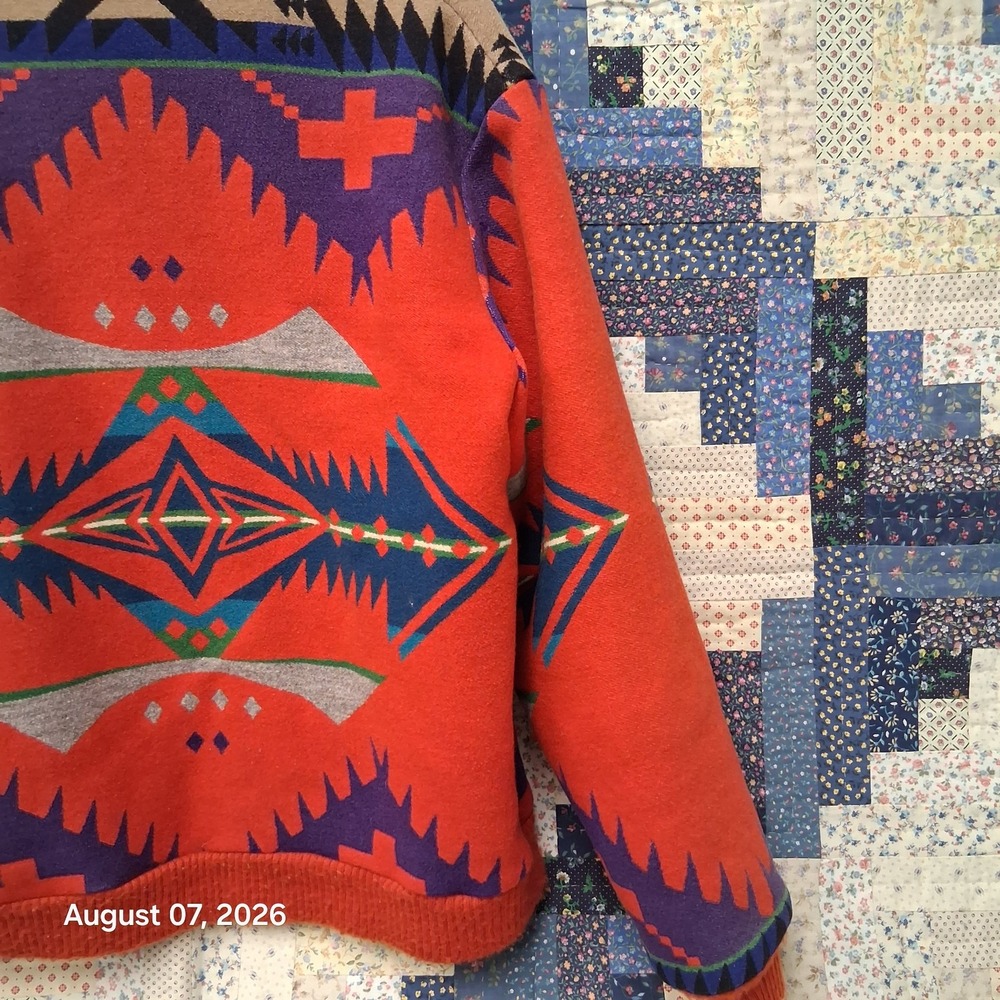 Vintage 80s Pendleton Mens L Wool Southwest Aztec Bomber Jacket USA Western Wear - Picture 8 of 15